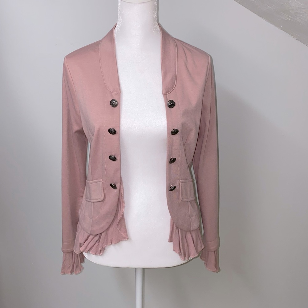 ABOUT A GIRL Pink Ruffle Blazer